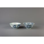 Two Chinese blue and white bowls, Wanli