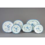 A Chinese blue and white six-piece part service with floral design, Qianlong