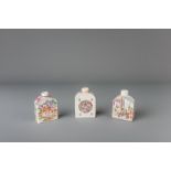 Three Chinese famille rose tea caddies, Yongzheng/Qianlong