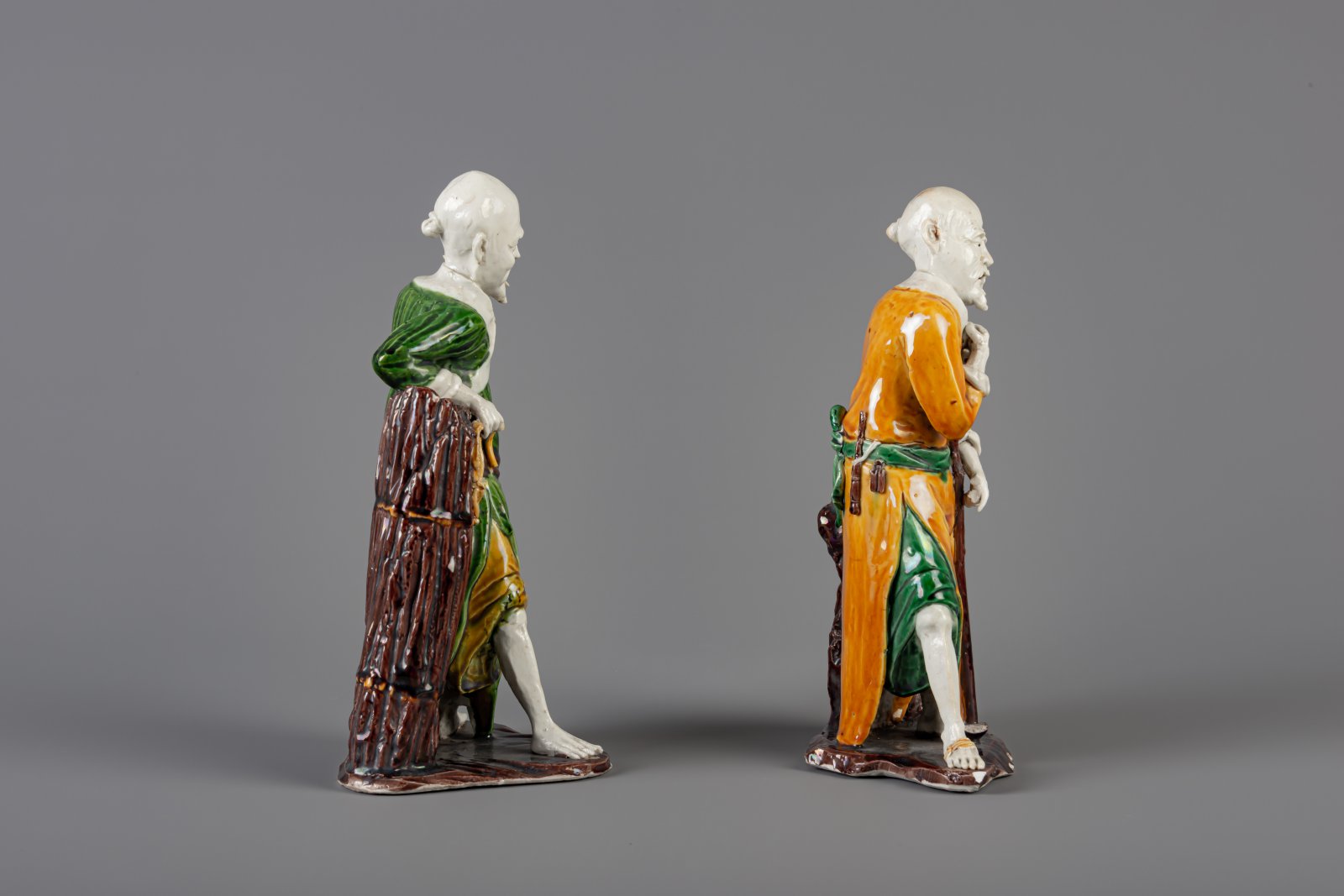 Two Chinese sancai glazed figures representing Shou Lao, 19th C. - Image 4 of 5