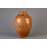 A large Chinese brown glazed stoneware martaban, 19th/20th C.
