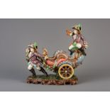 A polychrome float shaped maiolica centerpiece, Hugo Lonitz & Co. mark, Germany, about 1900