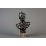 Georges Van Der Straeten (1856-1928): A bust of a woman, bronze with silver patina on a marble base