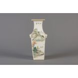 A square Chinese qianjiang cai vase, 19th/20th C.