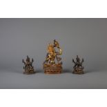 Three Chinese bronze figures of Buddha, 19th/20th C.