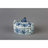 A Chinese blue and white butter tub after a Dutch Delft example, Qianlong