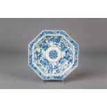 A Chinese octagonal blue and white bowl, Qianlong