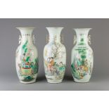 Three Chinese famille rose vases, 19th/20th C.