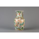 A Chinese Nanking famille verte crackle glazed vase, 19th C.