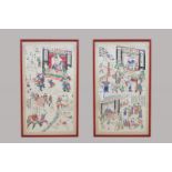 Two large Chinese paintings, ink and color on paper, 19th C.