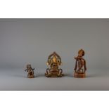 Three Indian bronze figures depicting Ganesha and Krishna, 19th/20th C.