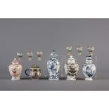 A varied collection of Chinese blue and white and famille rose porcelain, 18th/19th C.