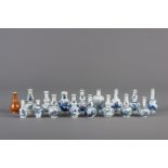 Seventeen Chinese blue and white and Batavian ware doll's house miniature vases, Kangxi and later