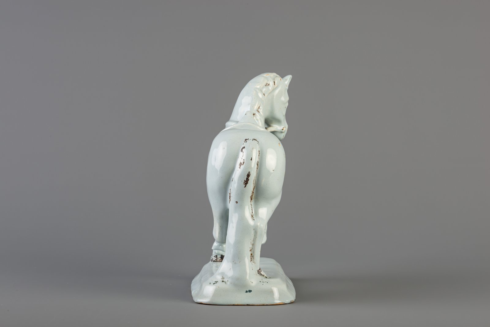 A large Dutch Delft white model of a standing horse, 18th C. - Image 4 of 6