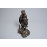 A Japanse bronze figure of a scholar or sage, Edo/Meiji