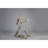 Jan Desmarets (1961): Walking man, green brown patinated bronze, ed. 2/8