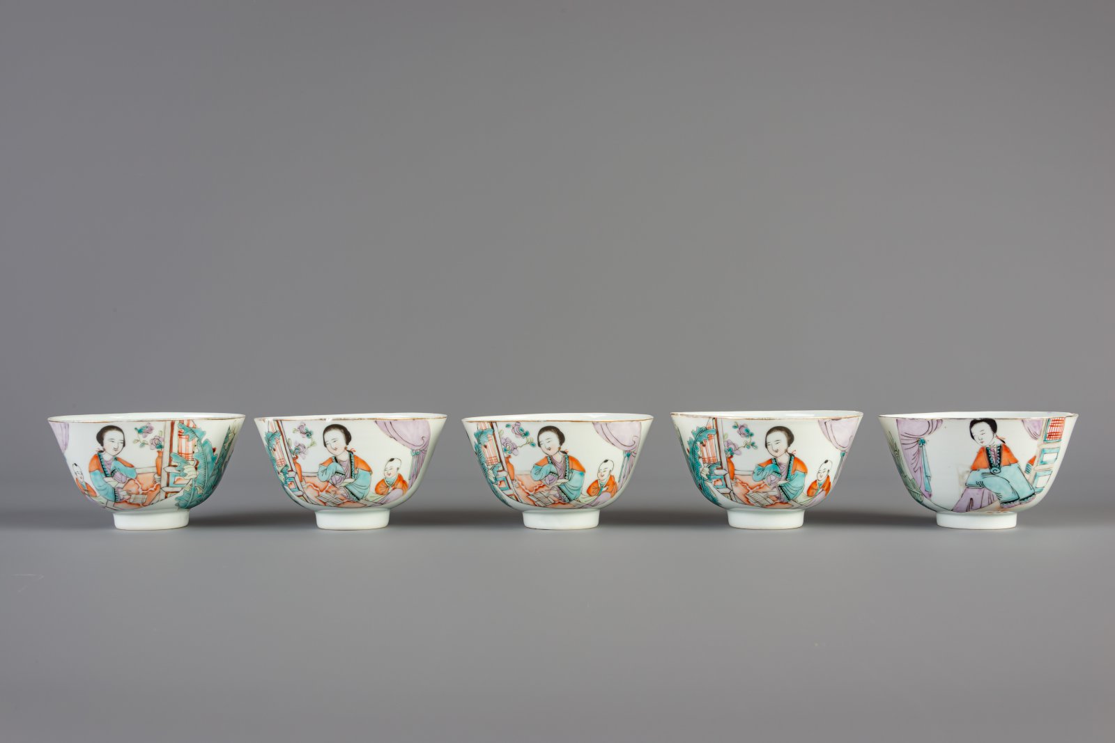 A Chinese qianjiang cai eleven-part tea set, 19th/20th C. - Image 2 of 16