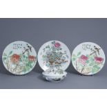 Three Chinese qianjiang cai dishes and a covered bowl, 19th/20th C.