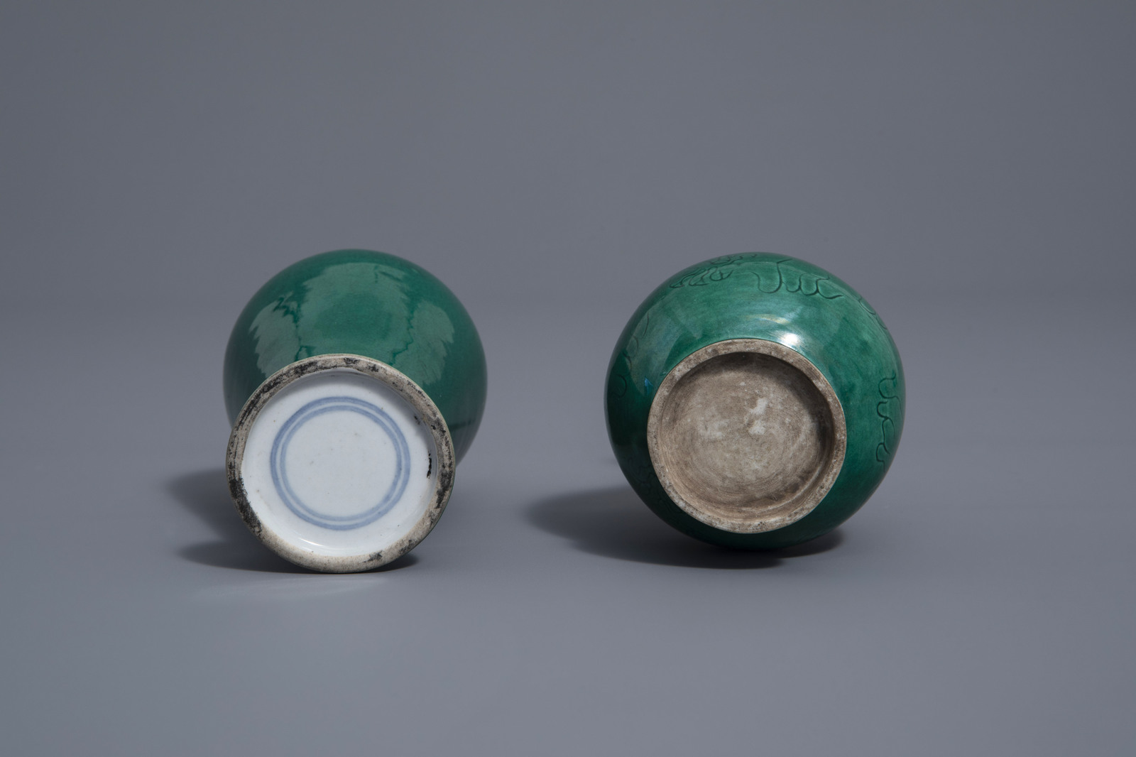 Four Chinese monochrome green vases and cups, 19th/20th C. - Image 6 of 13