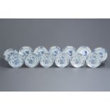 A set of seven and one of six Chinese blue and white plates, Qianlong