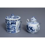 Two Chinese blue and white teapots and covers, 19th C.