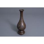 A Vietnamese silver inlaid bronze vase, 19th/20th C.