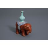 A Chinese famille rose elephant joss stick holder, 19th/20th C.