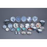 A collection of mostly blue and white and famille rose Chinese porcelain, Kangxi & later