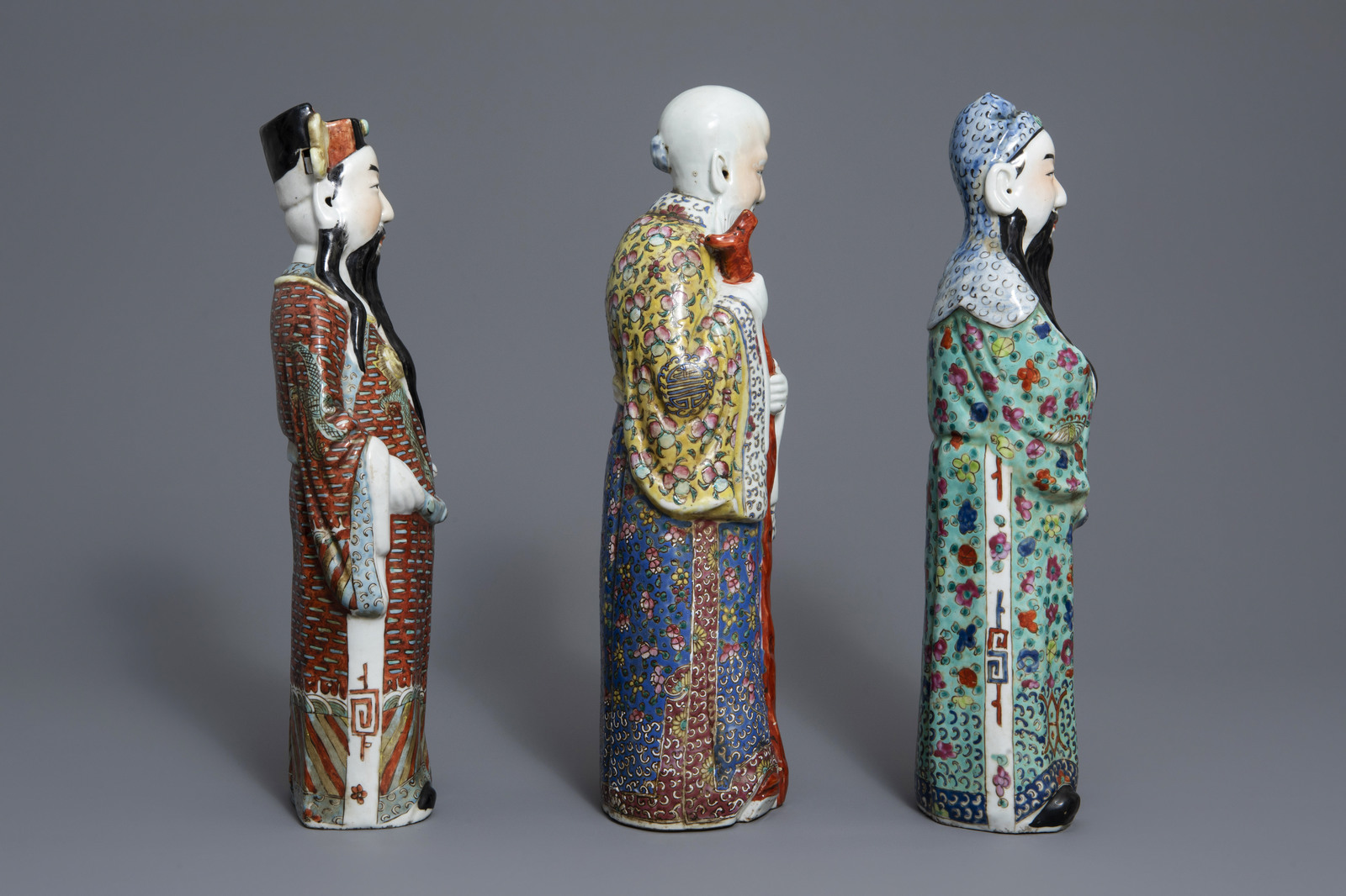 Three Chinese famille rose 'Star god' figures, 19th/20th C. - Image 2 of 7