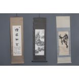 Three various Chinese scroll paintings, 20th C.