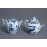 Two Chinese blue and white teapots and covers, Qianlong