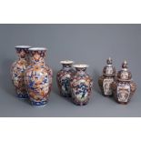 Three pairs of Japanese Imari vases and vases and covers, Meiji, 19th C.