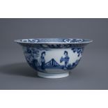 A Chinese blue and white 'Long Eliza' klapmuts bowl, Jiajing mark, Kangxi