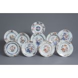 Ten Chinese Imari style plates with floral design, Kangxi/Qianlong