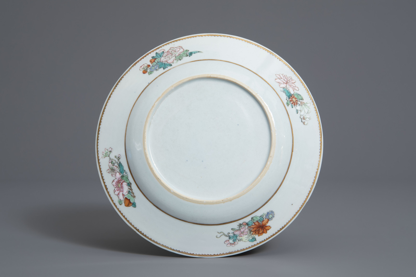 A Chinese famille rose Dutch market 'Clifford of Chudleigh' armorial plate, Qianlong - Image 2 of 2