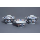 Three Chinese Imari style bowls with floral design, Kangxi