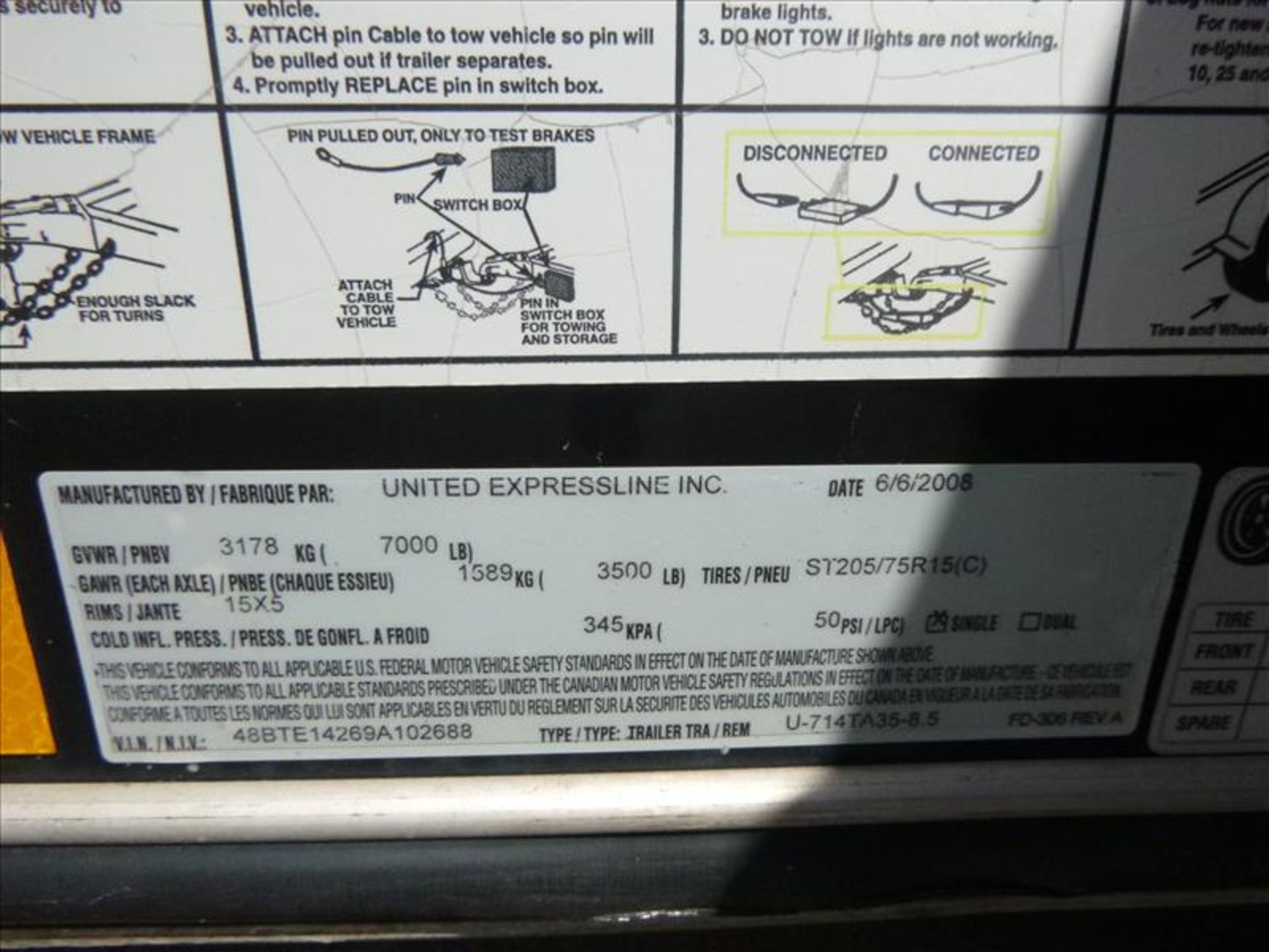 United enclosed trailer, mod. U-714TA35-8, VIN 48BTE14269A102688 (2009), tandem-axle, unit no. 10- - Image 4 of 5