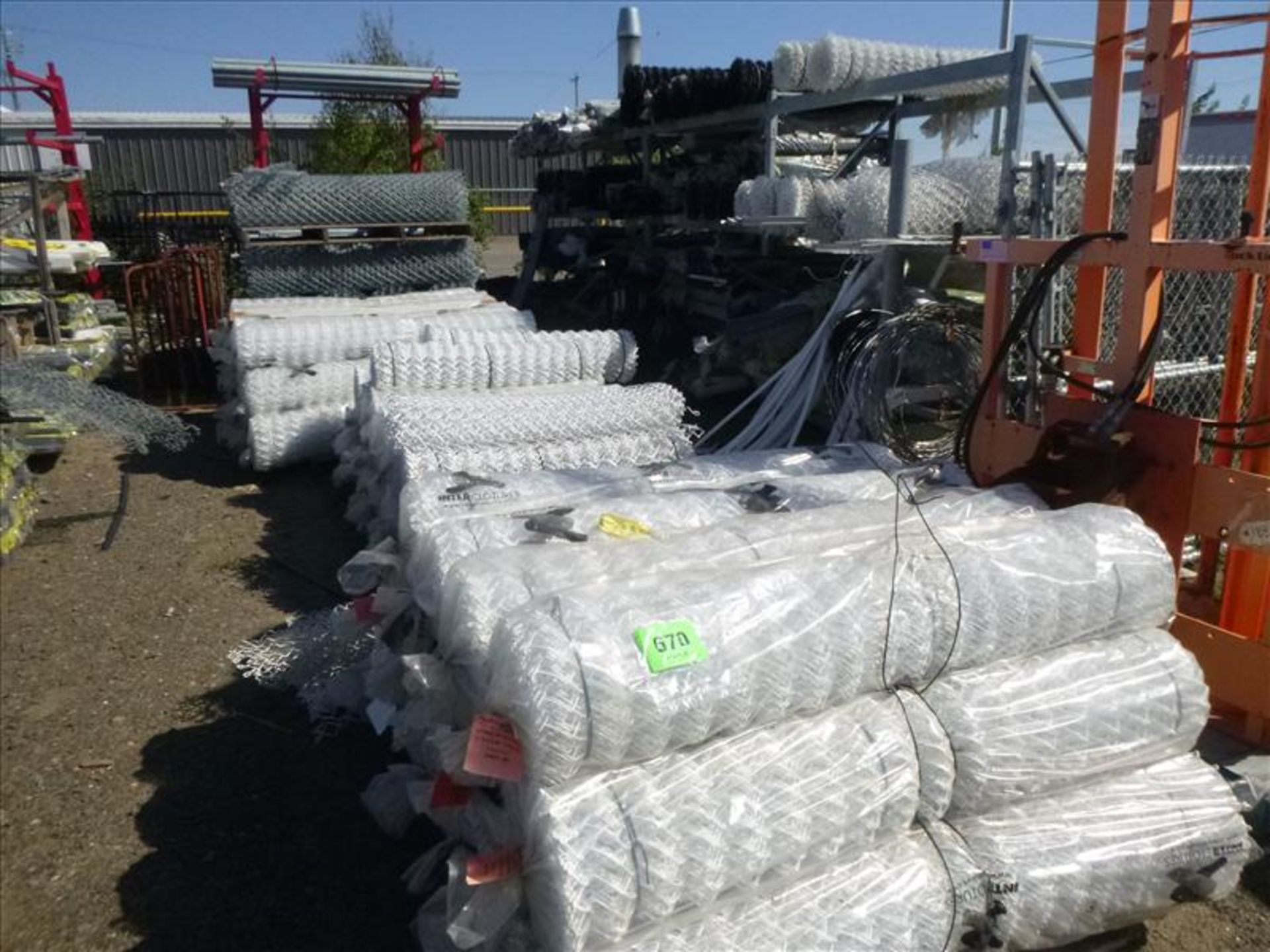 large quantity of misc. fencing materials; fencing, poles, hardware, inserts, wire, etc. (