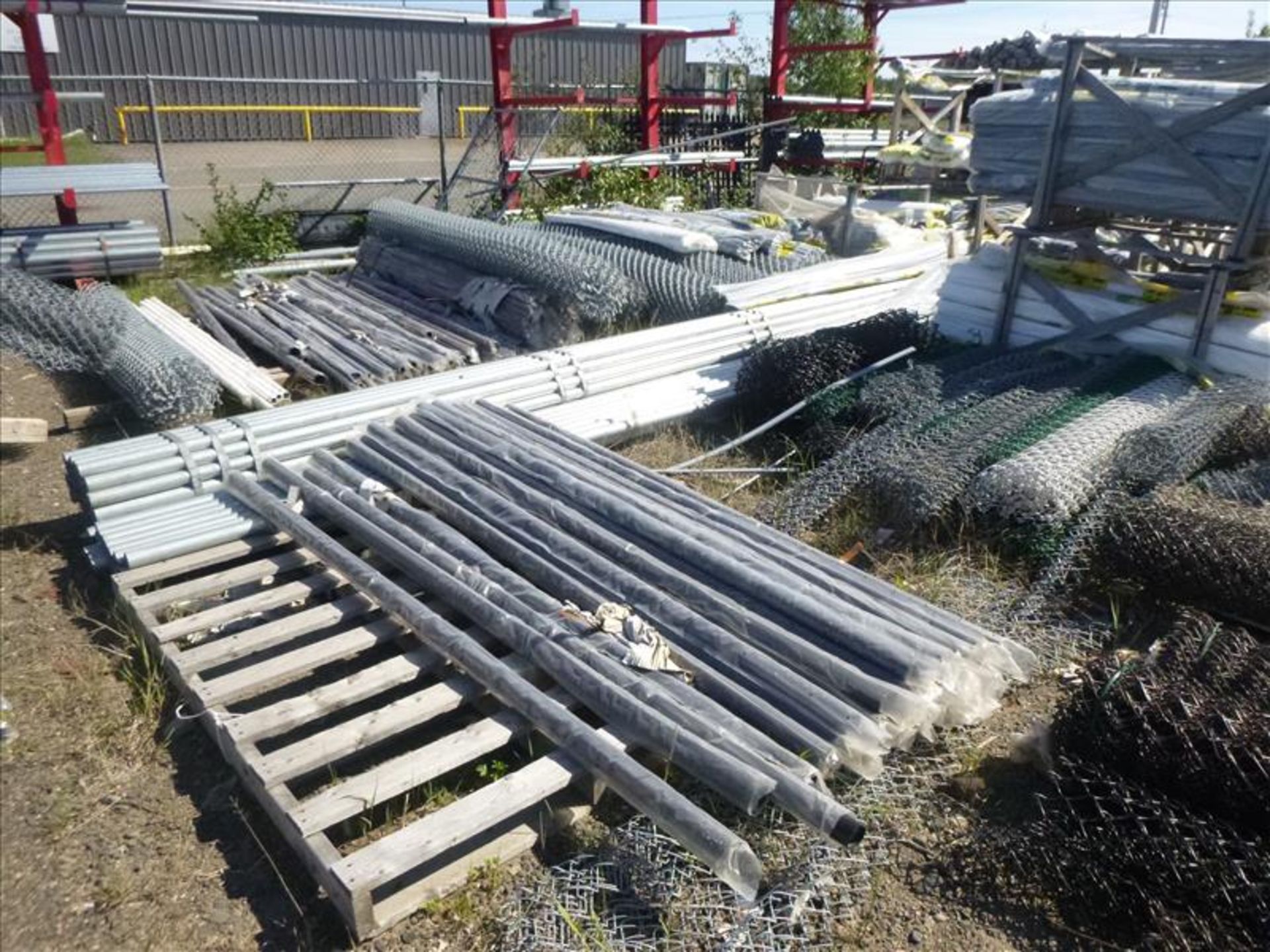 large quantity of misc. fencing materials; fencing, poles, hardware, inserts, wire, etc. ( - Image 8 of 19