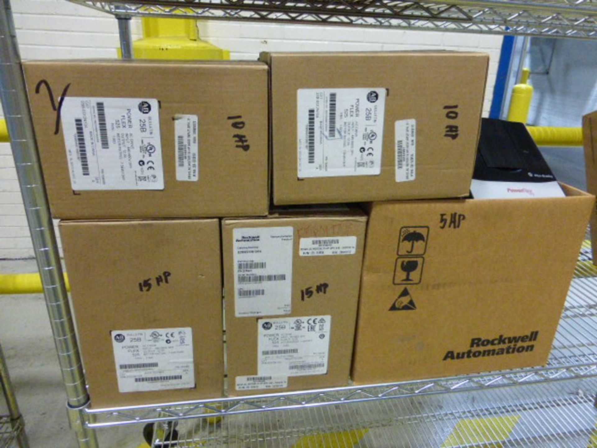 (5) Allen Bradley Power Flex variable frequency drive, (2) 15 hp, (2) 10 hp, (1) 5 hp [1st Flr