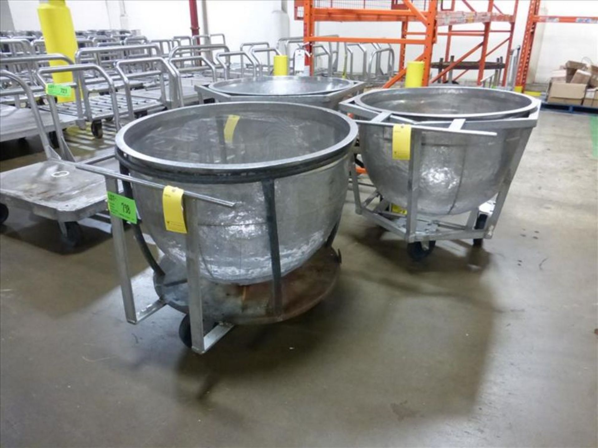 (3) Stainless Strainer on Carbon Steel Dolly, (2) 37 in dia x 37 in deep, (1) Funnel Shape, 37 in - Image 2 of 2