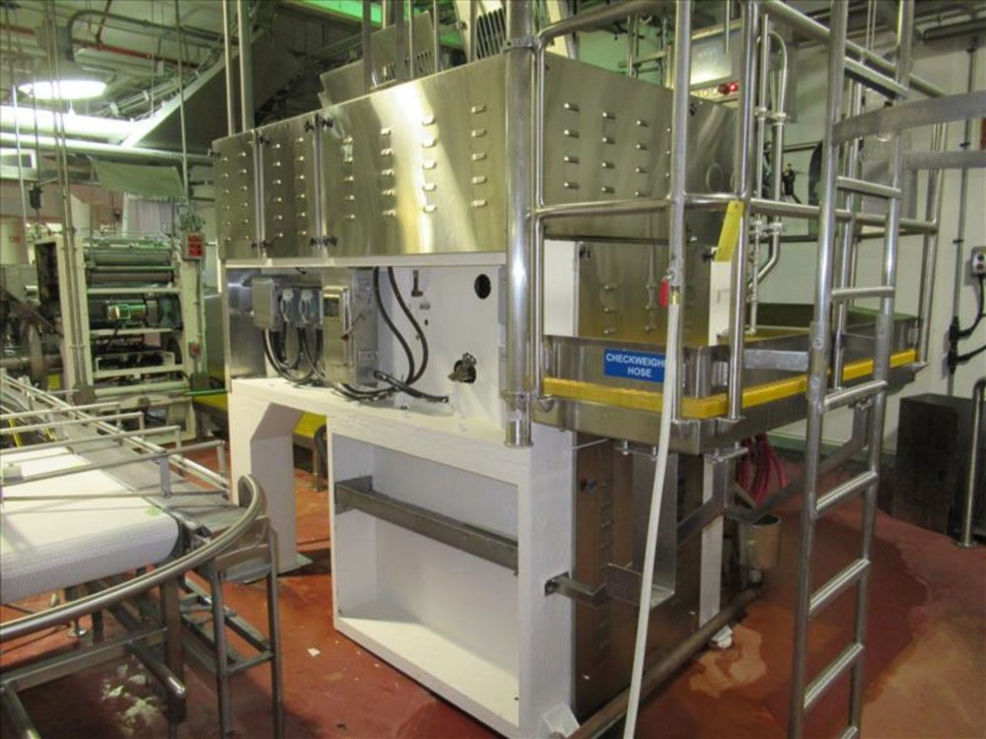 Demaco pasta extruder system with preconditioning mixer, dual paddle agitator on approx 24 in w x 80