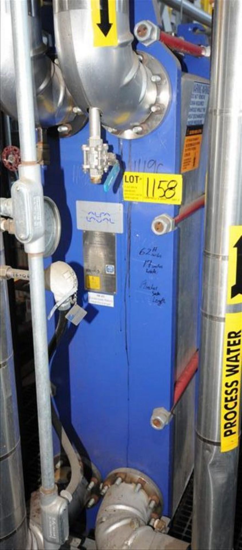 Alfa Laval plate HEX mod. no. AQ4L-FG ser. no. 30113-89541, 150psi @ 200deg F, 920. 30sq ft,