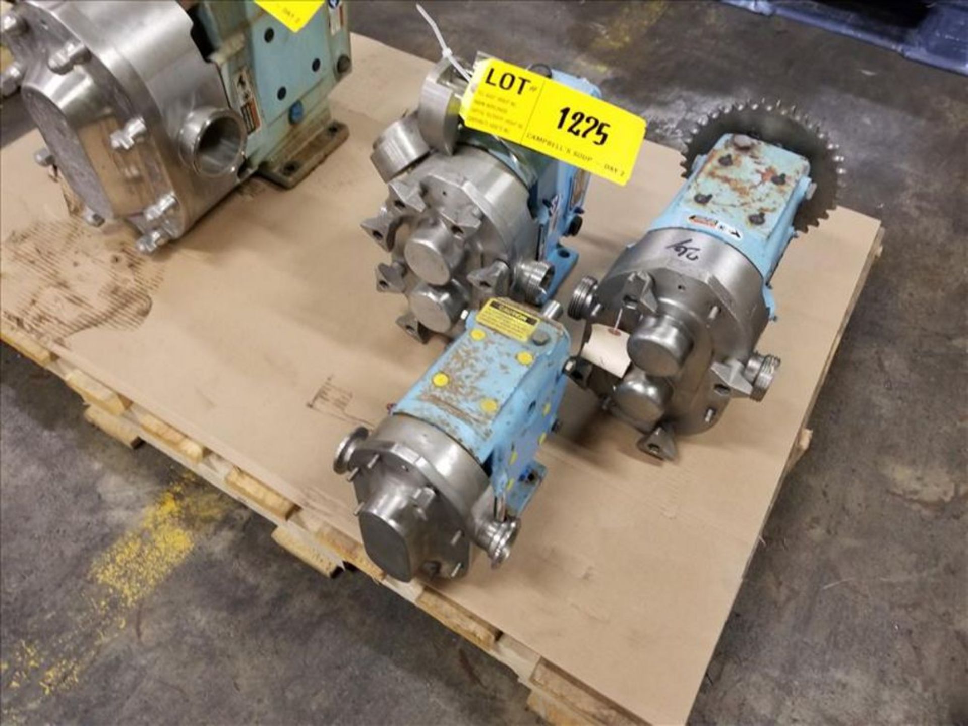 (2) Waukesha stainless positive displacement pumps mod. No. 030 UI 1 1/2 in. (1) Waukesha