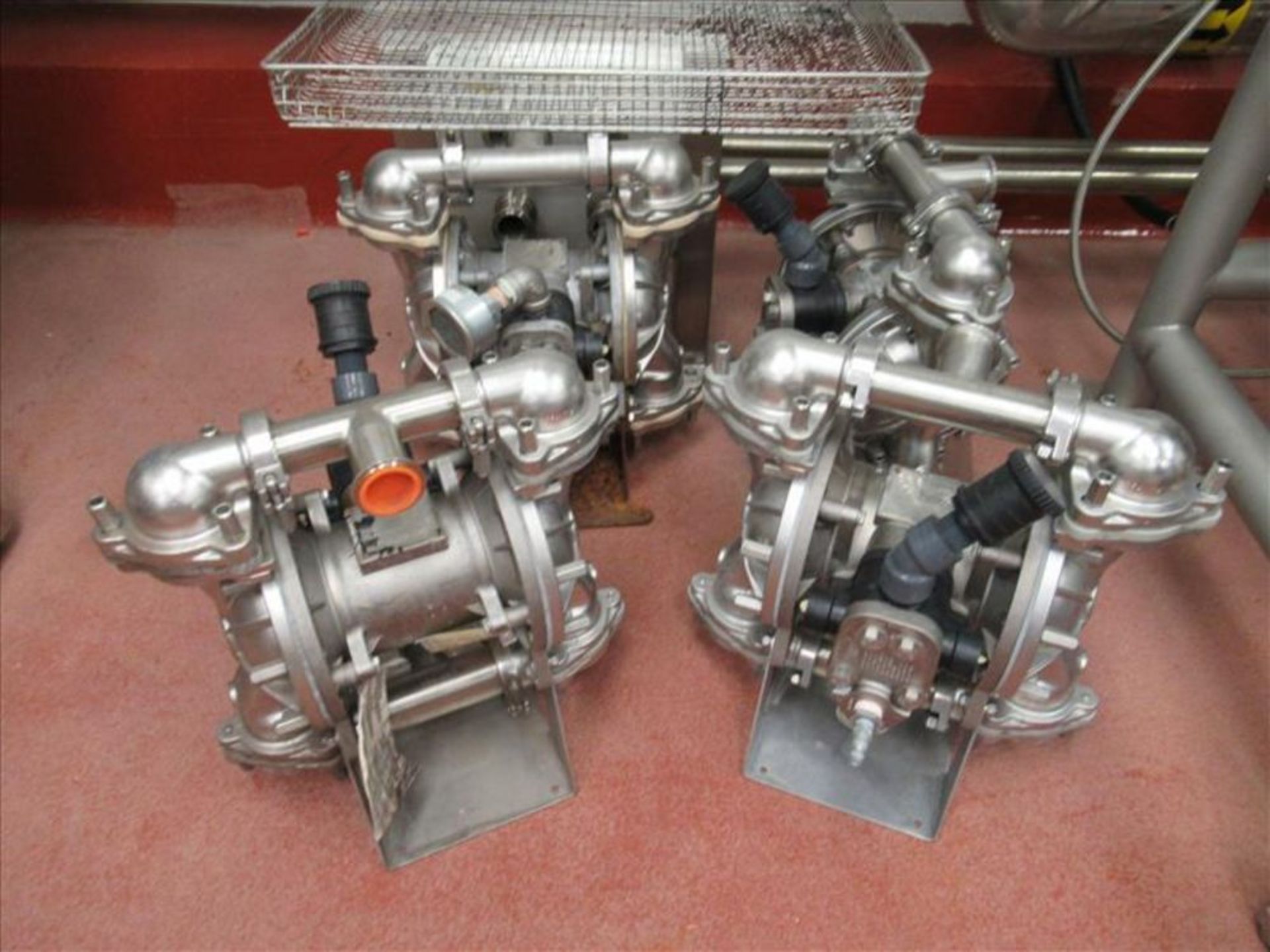 Warren Rupp Sandpiper pumps mod. no. SSB1-A ser. no. 617496 type TY-3-SS, USDA compliant metallic