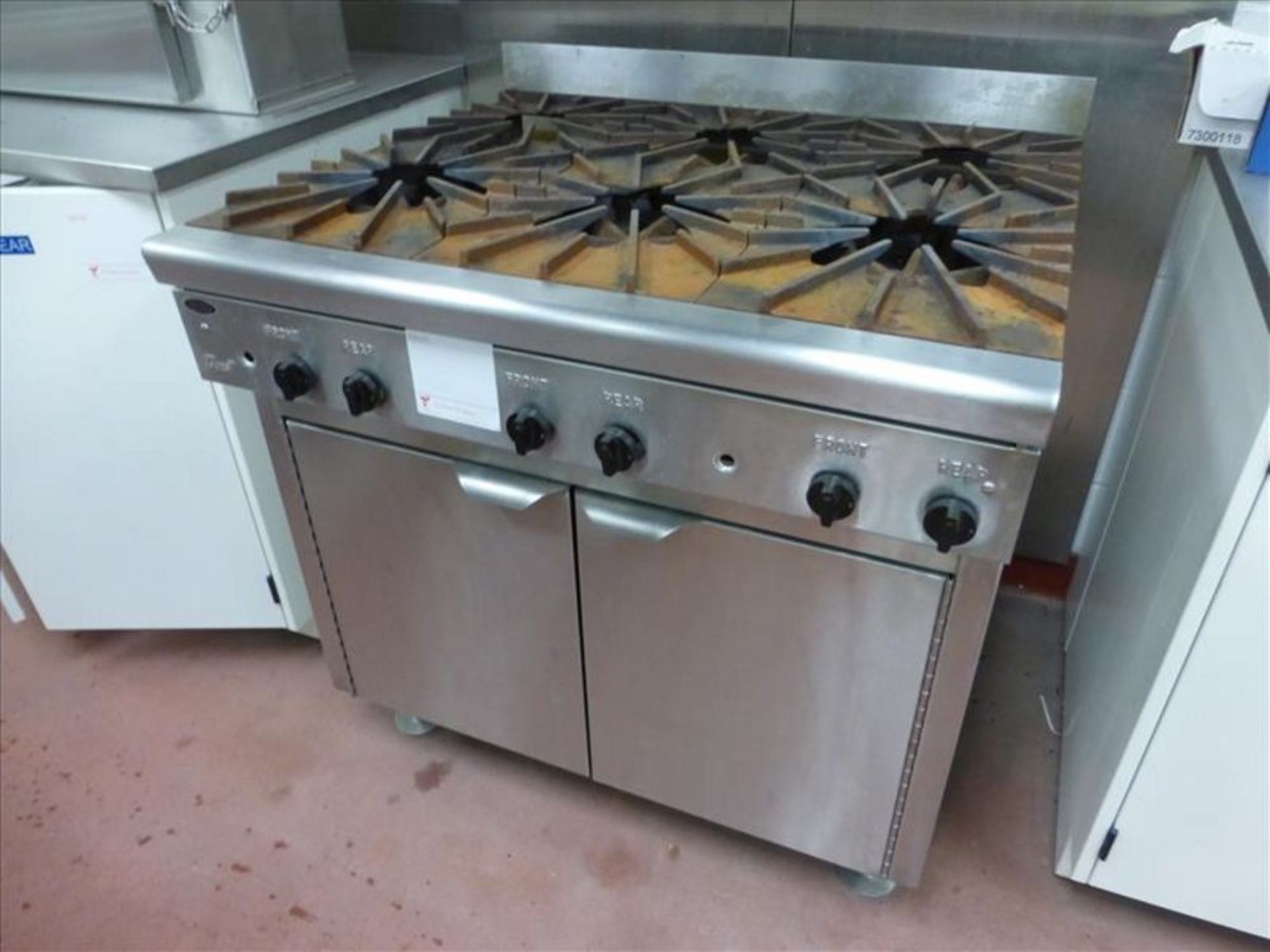 Lab appliances mod. no. Quest (1) 6 burners, gas fed, stainless stove with exhaust hood, (1) True - Image 5 of 7