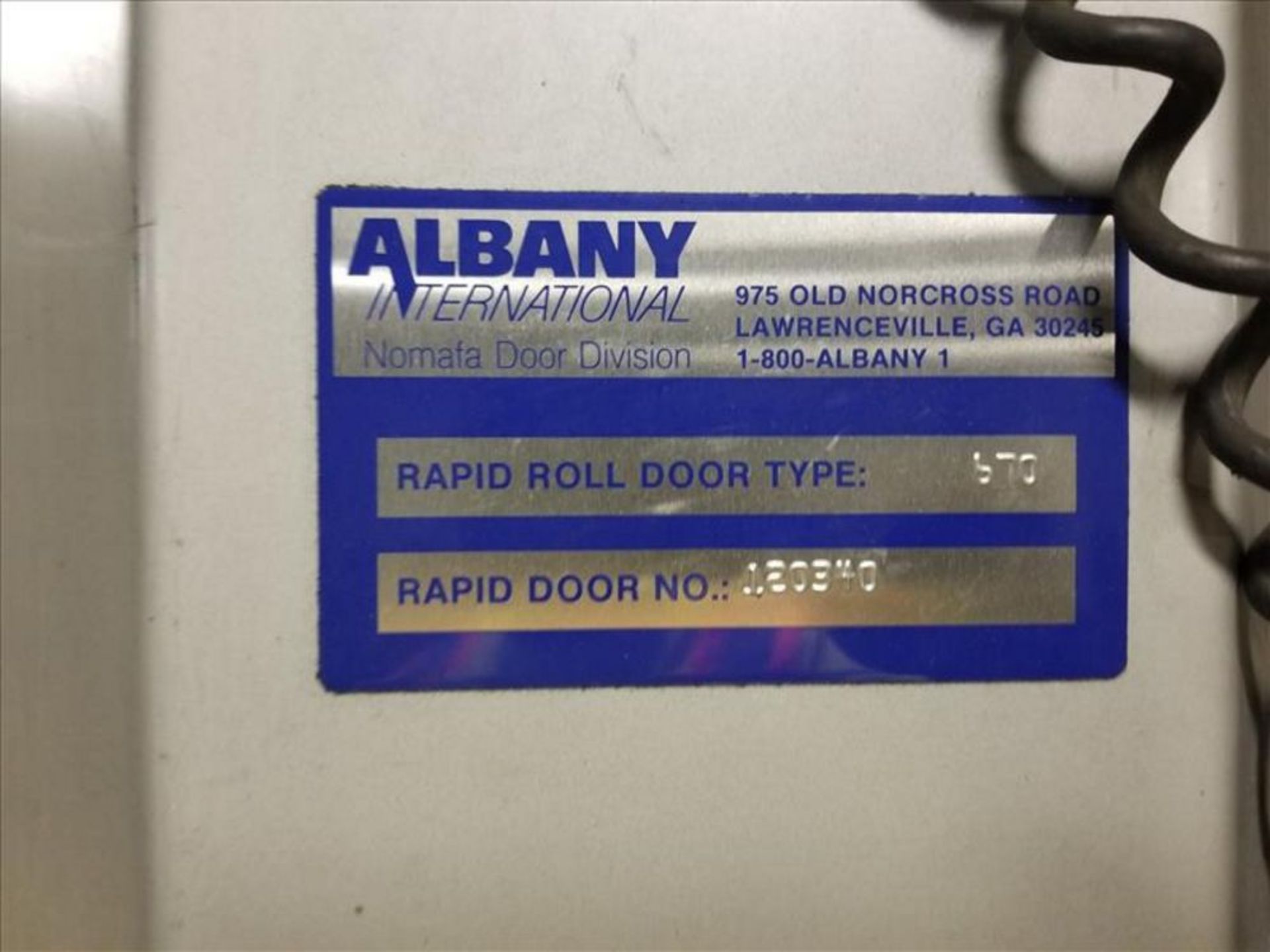 Albany Rapid Roll up Door, Model 670, Ser. no 12034 [Across from 1st Flr Cage Area] - Image 4 of 4