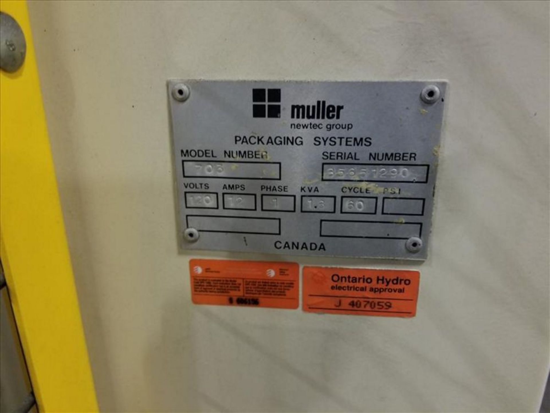 Miller Pallet Stretch Wrapper w. Electric Sensor Safety Cage, Mod. No 703, Ser. No XX (Loading - Image 7 of 9