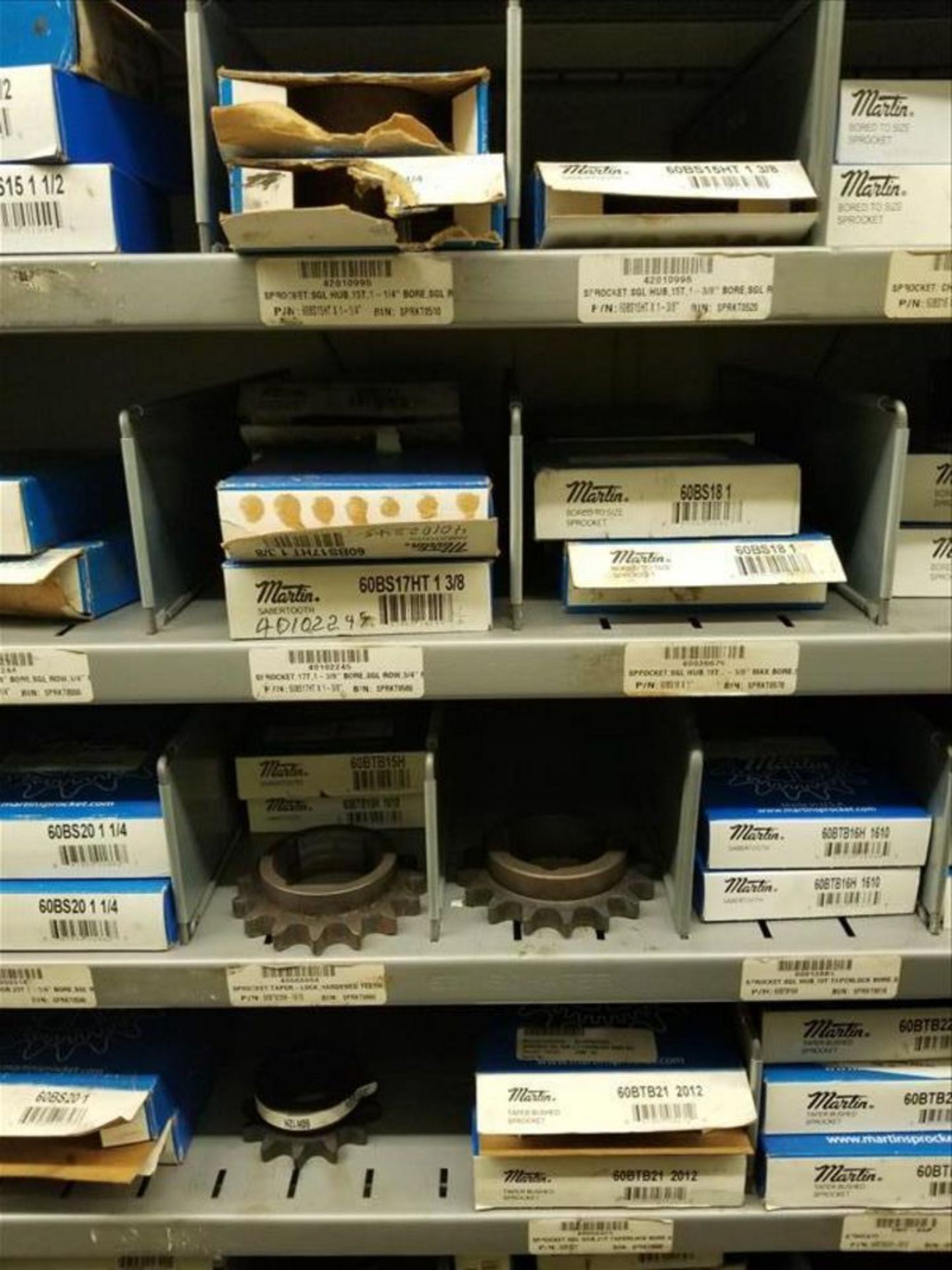 (6) Section Metal Shelving w/ gears, Couplers, Taper Locks (Contents Only) - Image 12 of 19
