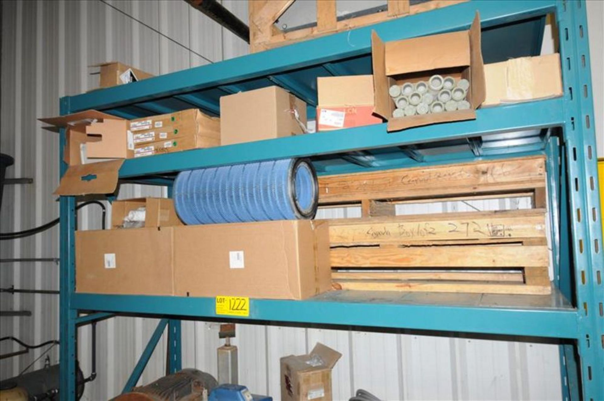 lot/ steel rack with heavy duty electric motors, filters and consumables [Small Chiller Room] - Image 3 of 3